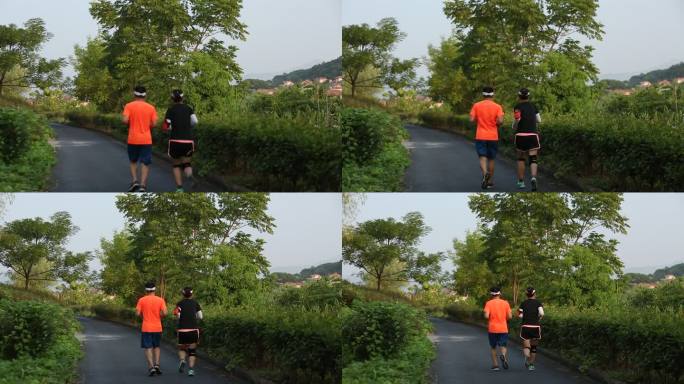 浙江农村城市绿道健身游步道市民跑步晨跑