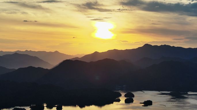 千岛湖日落航拍