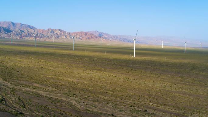 4K航拍_甘肃绿色能源风力发电机群