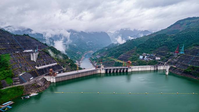 航拍河池天峨龙滩发电站延时