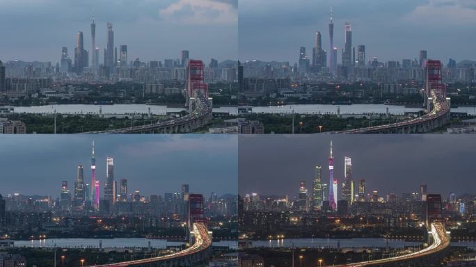 广州，广州塔，新光大桥日转夜