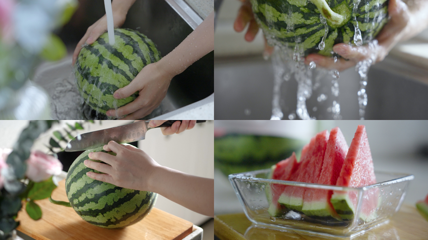 夏天洗西瓜切西瓜解暑水果夏日生活原声视频