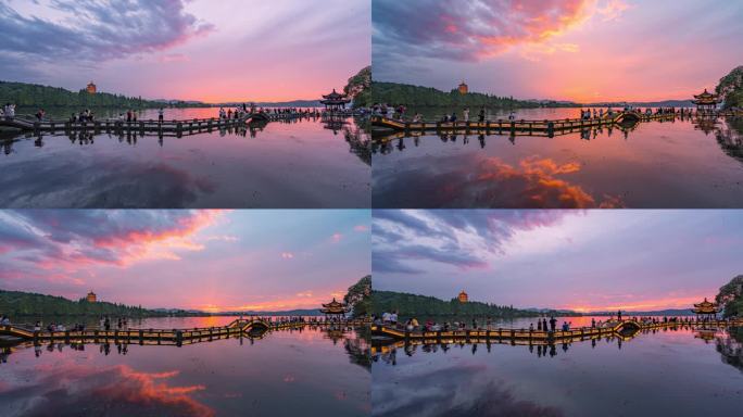 雷峰夕照长桥晚霞