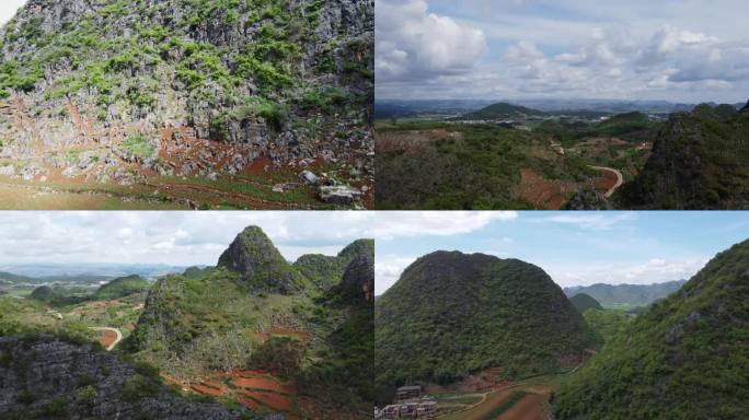 喀斯特山峰特写大气航拍