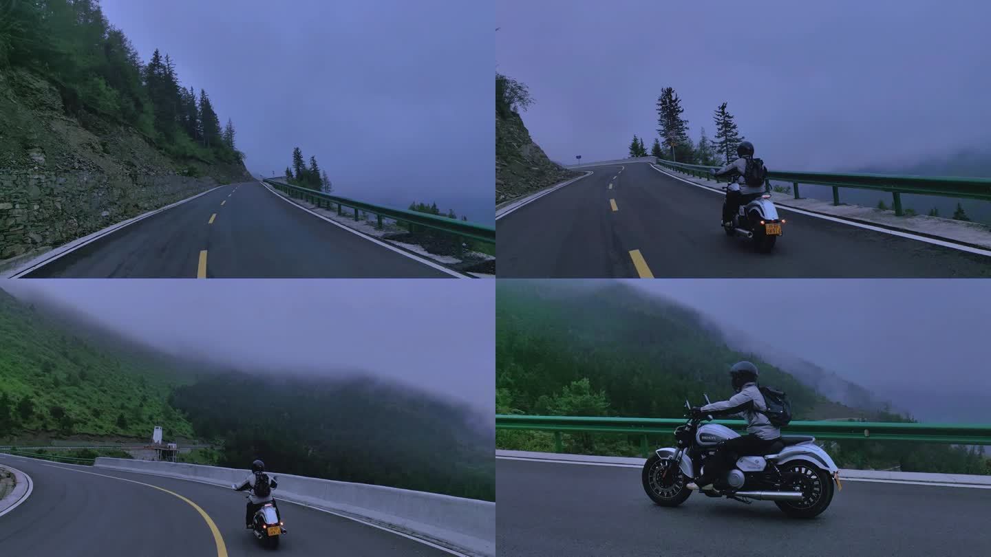 摩托车公路旅行电影感镜头视频素材原创