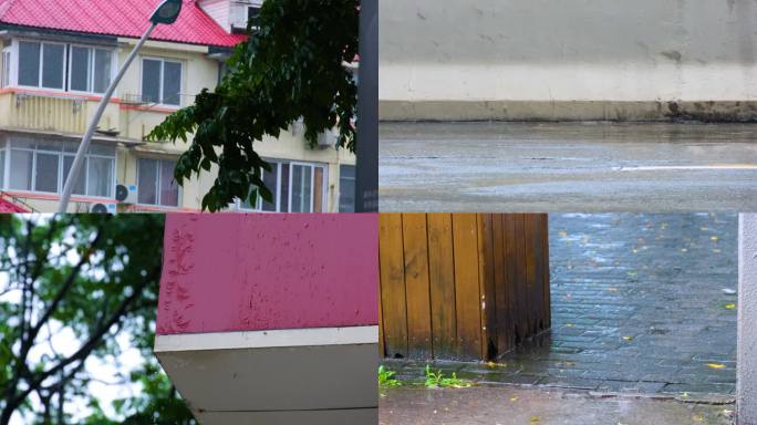 下暴雨下大雨下雨天雨水雨滴街景街道街头风