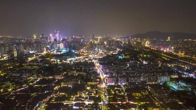 江苏南京城市夜景南京城墙中华门航拍延时