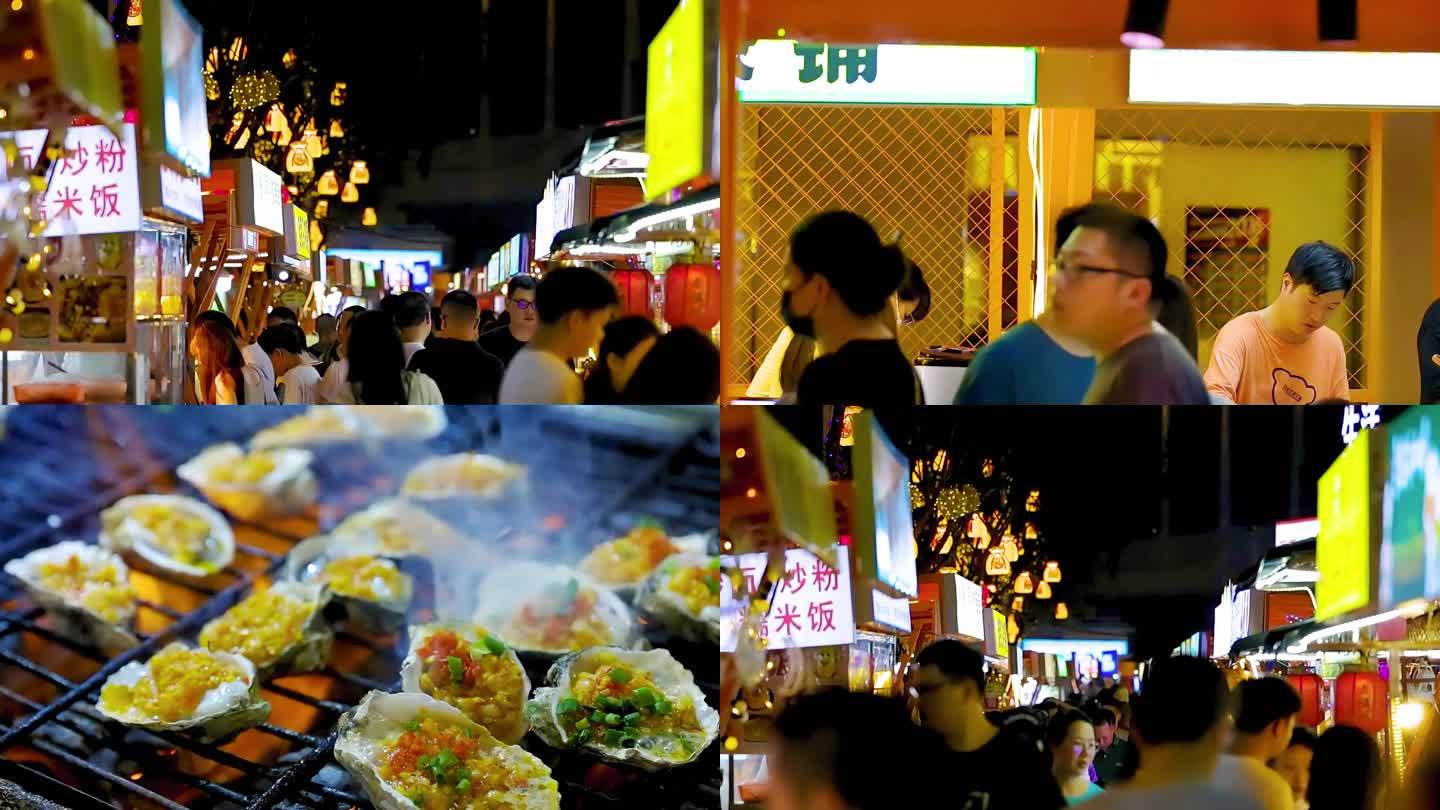 福州夜市美食人流 步行街  美食街升格