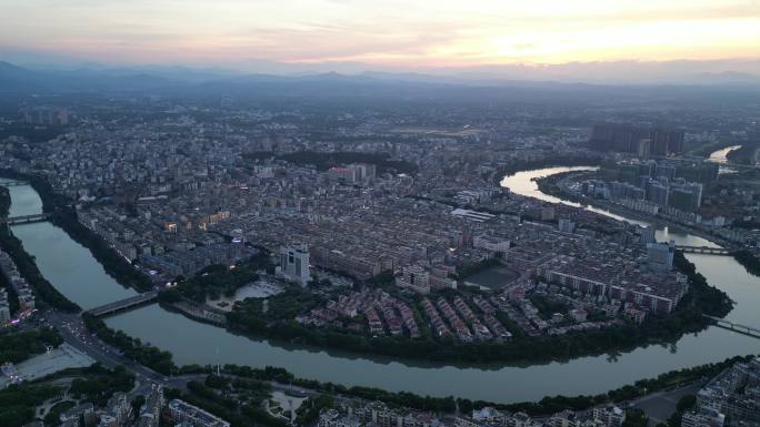 黄昏  夕阳  城市  河流