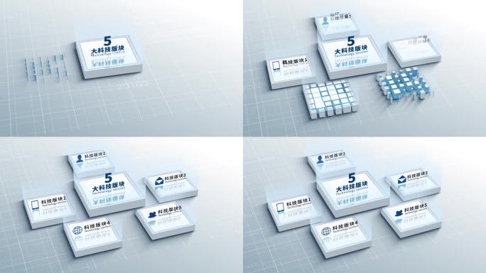 五大科技版块分类AE模板-无插件