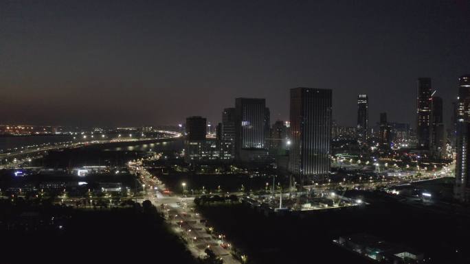 航拍深圳前海 夜景 cbd 前海会议中心