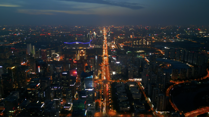 成都城市夜景航拍 中长焦成都夜景航拍