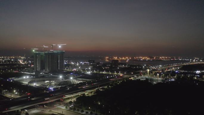 航拍深圳前海 夜景 cbd 前海会议中心