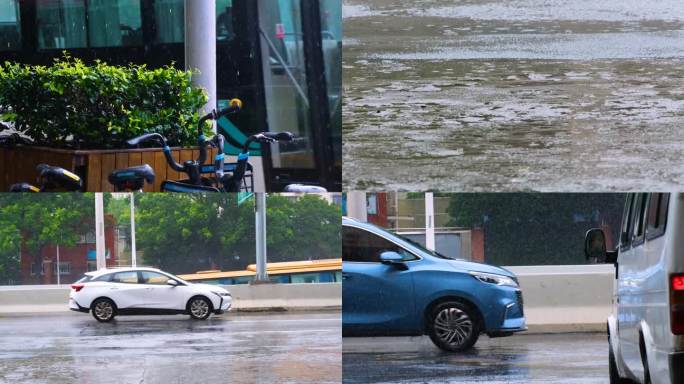 下暴雨下大雨下雨天雨水雨滴街景街道街头风