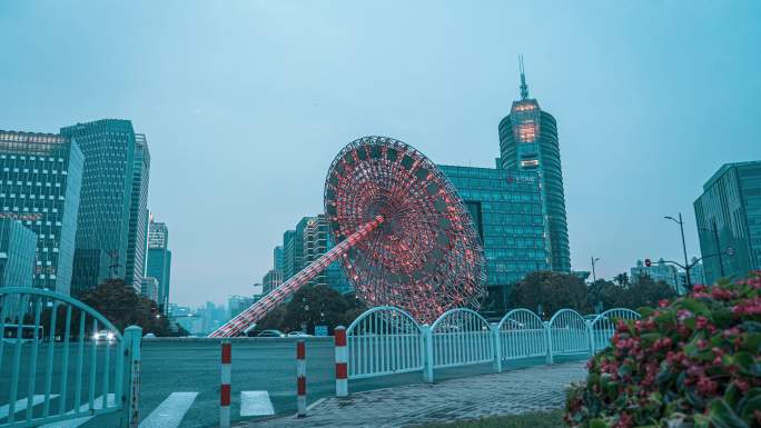 【4K】上海东方之光日晷日转夜延时