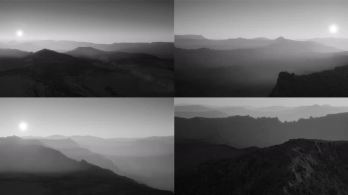 3组超宽屏黑白大气戈壁山丘荒芜山脉视频