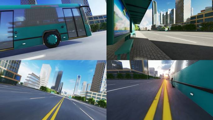 4K绿色出行新能源城市公交车合集