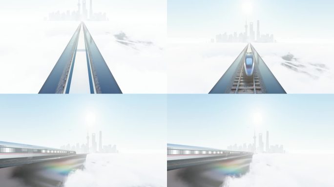 创意动画高铁驶过上海