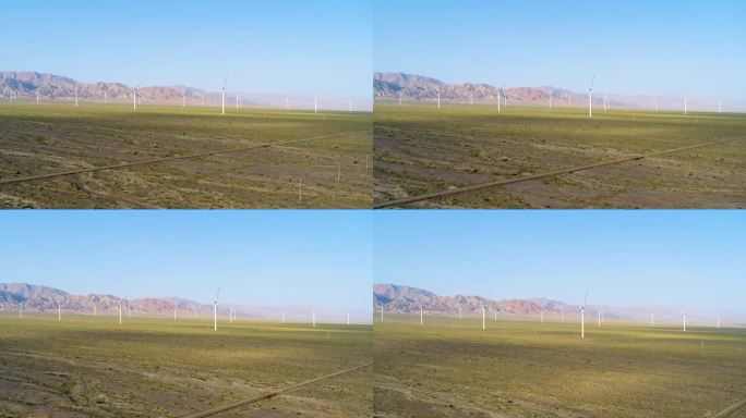 4K航拍_甘肃绿色能源风力发电机群