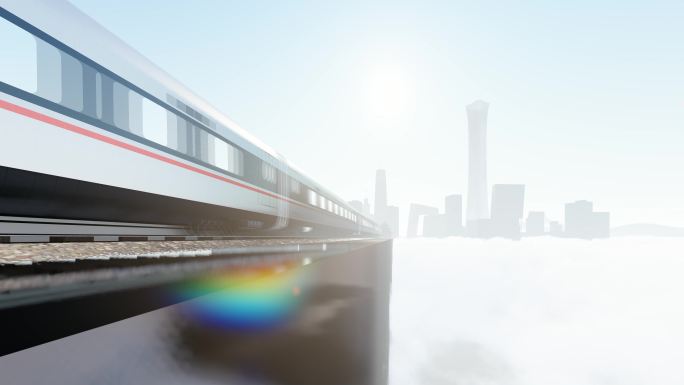 创意动画高铁驶过北京