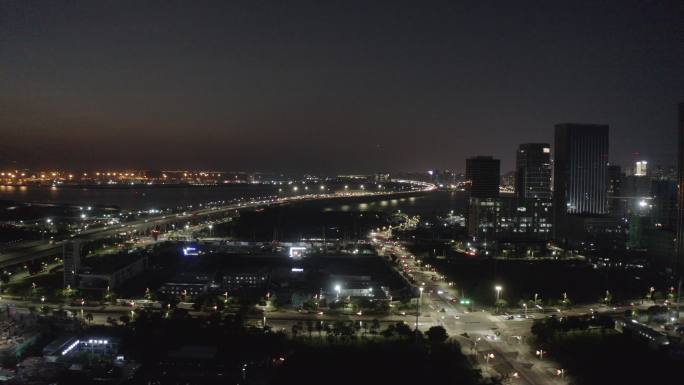 航拍深圳前海 夜景 cbd 前海会议中心