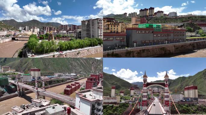 西藏昌都城市航拍
