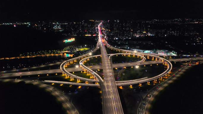 珠海金湾立交桥夜景【4K航拍】