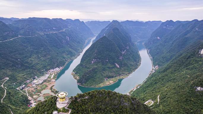 航拍河池东兰红水河第一湾