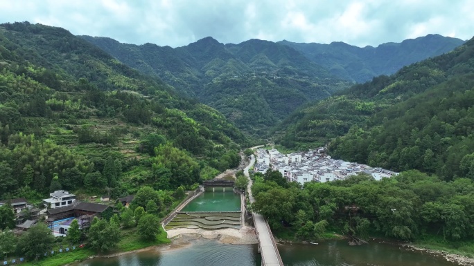 航拍浙江丽水景宁县畲族古村落自然风光