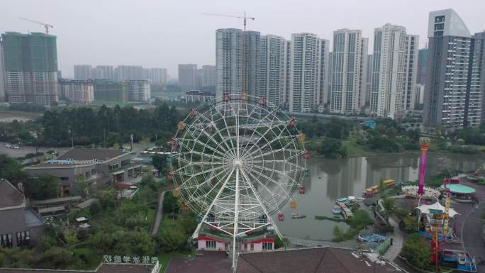 航拍四川广汉城市街景