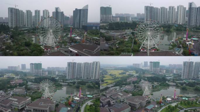 航拍四川广汉城市街景