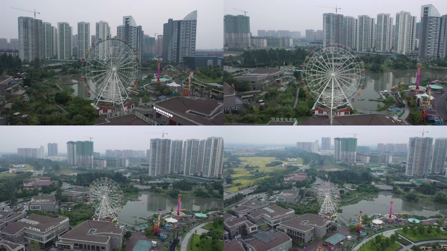 航拍四川广汉城市街景