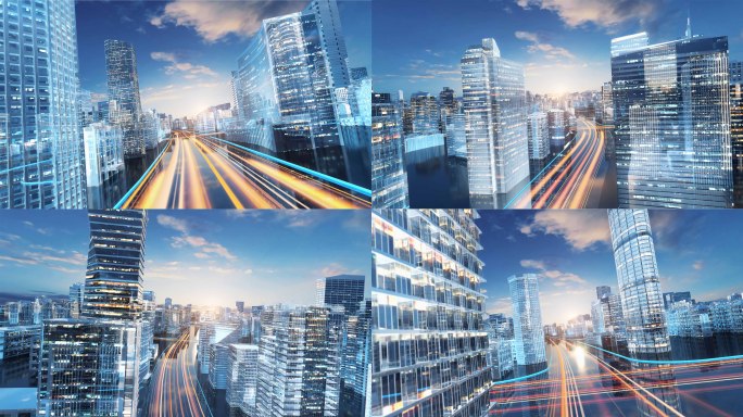 全息数字科技城市穿梭建筑生长数字智慧城市