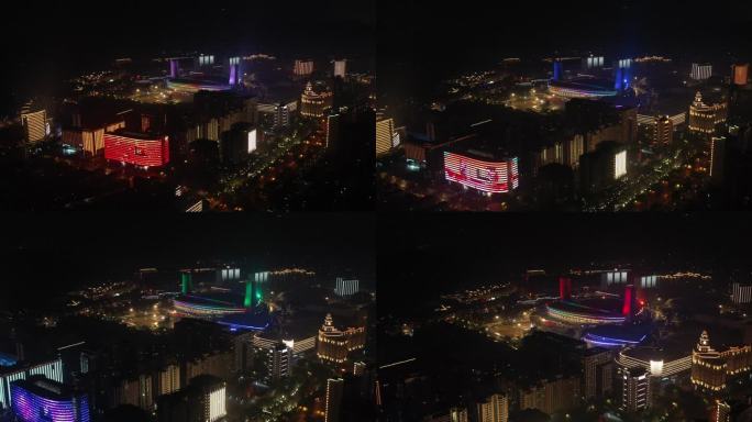 4K原素材-航拍杭州黄龙体育中心夜色