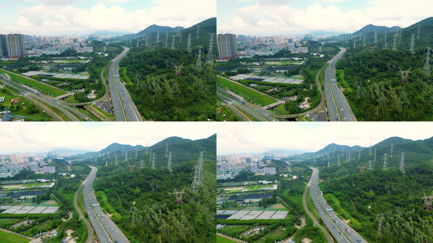 航拍深圳高速公路城市快速路4k视频素材