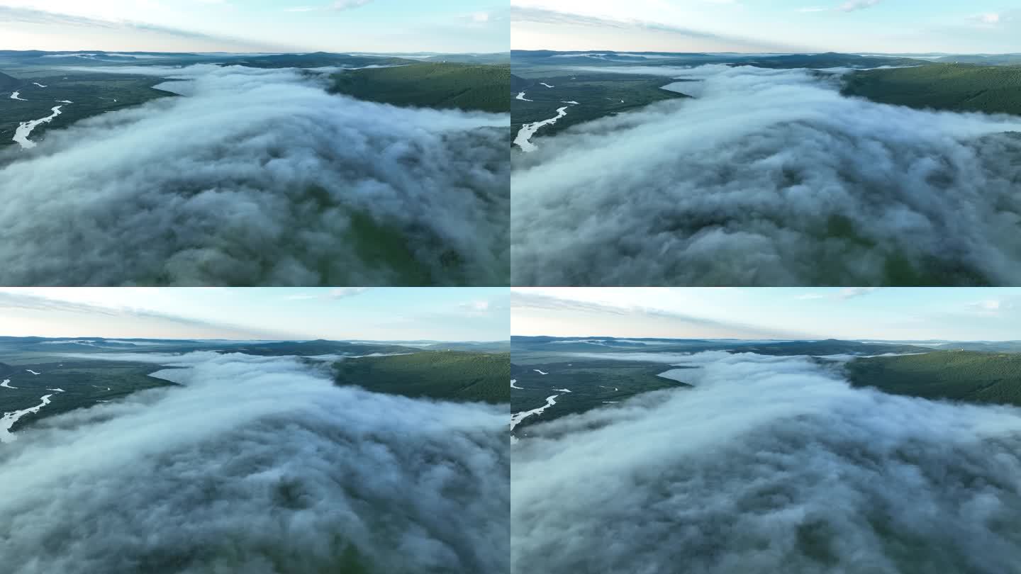山区河流云海 云雾