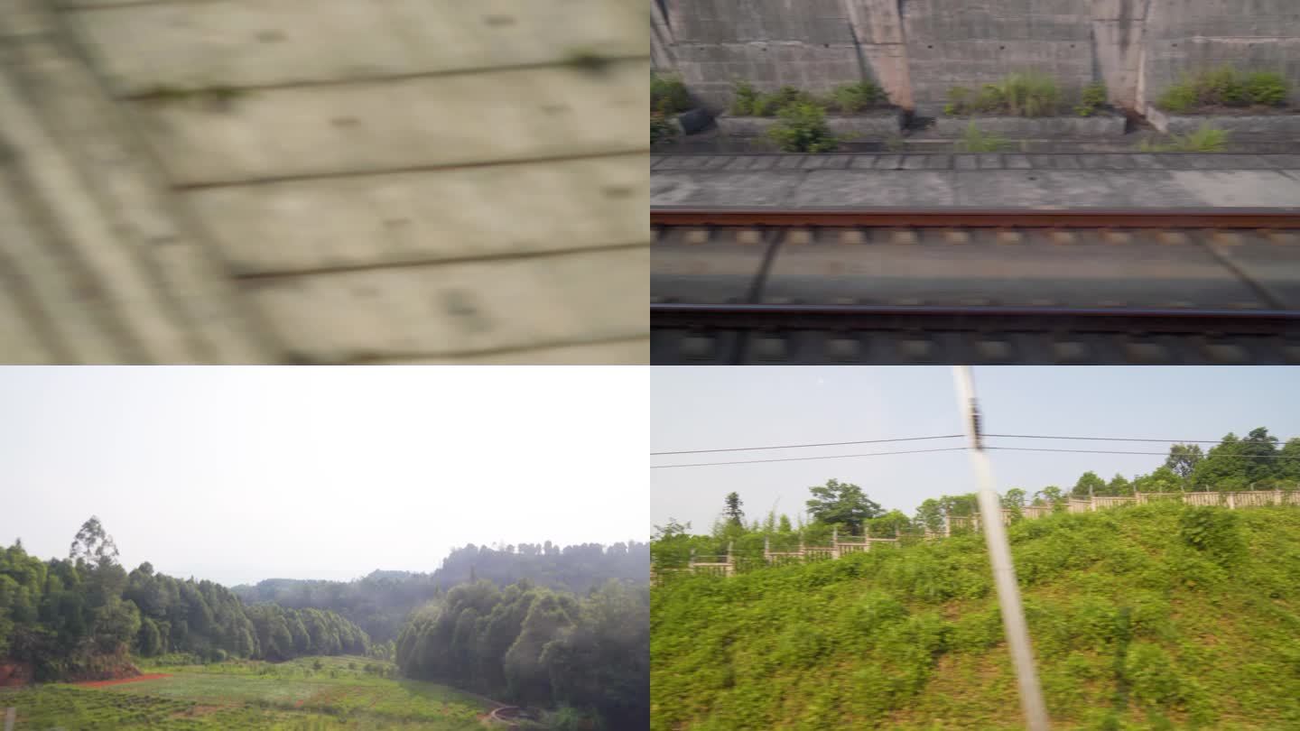火车快速行驶窗外飞速后退的风景