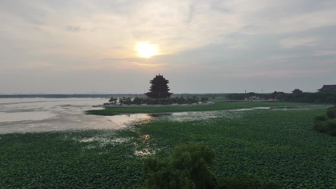 重元寺 相城 夏天 航拍 落日 光影