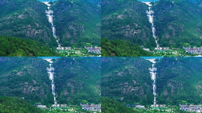 航拍天台山瀑布