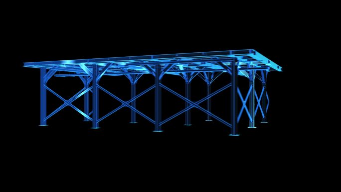 工字钢支架全息蓝色科技通道素材