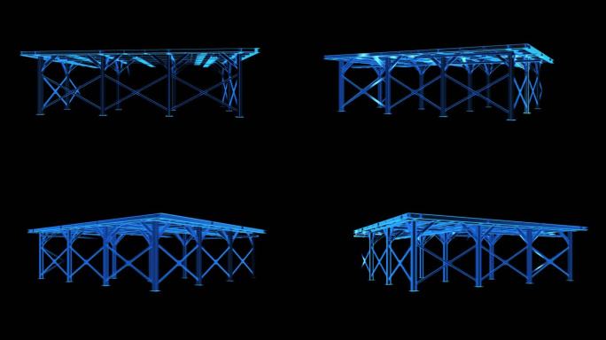 工字钢支架全息蓝色科技通道素材