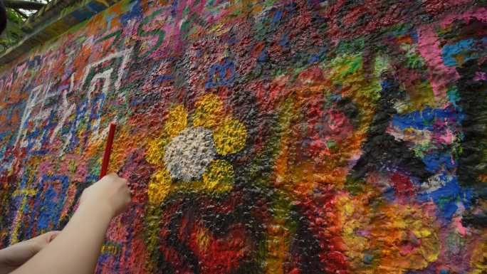 色彩斑斓涂鸦手绘画涂抹油画颜料