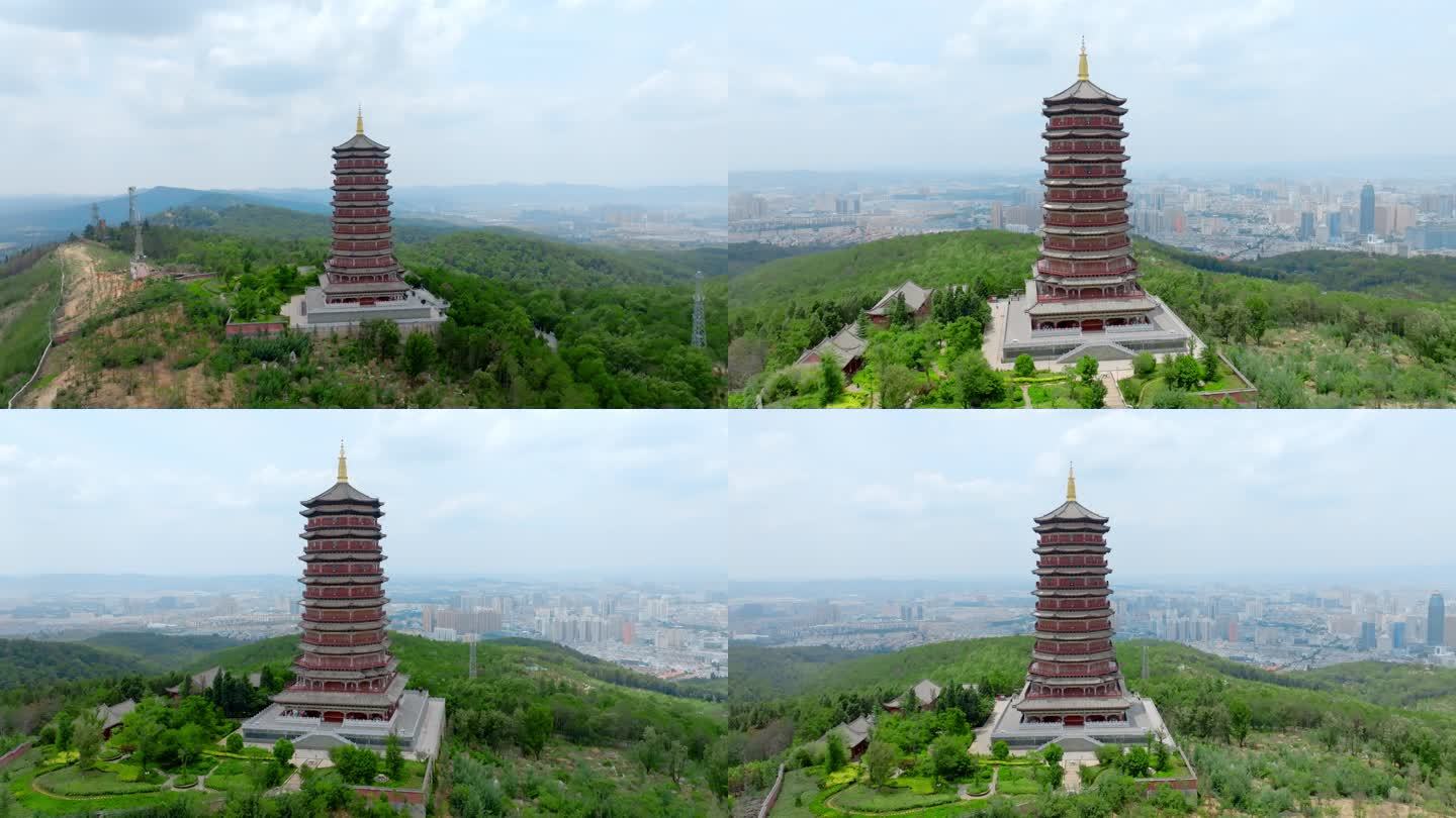 曲靖地标古建筑靖宁宝塔航拍