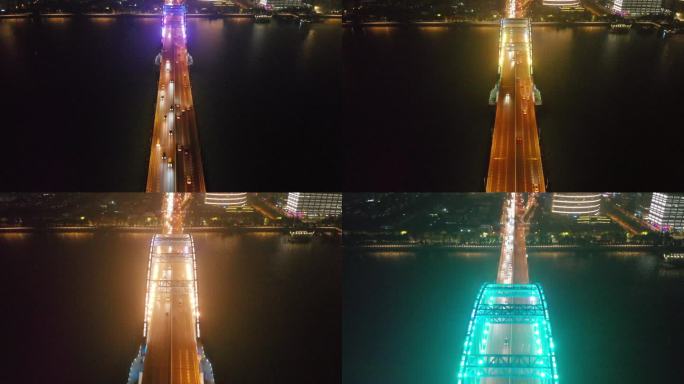 杭州复兴大桥夜晚航拍高清素材