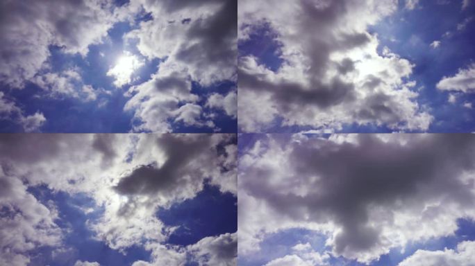 蓝天白云逆光延时摄影三伏天烈日炎炎大太阳