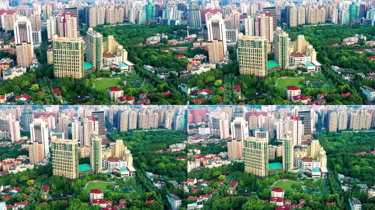 4K素材-航拍上海徐汇全景、衡山花园酒店