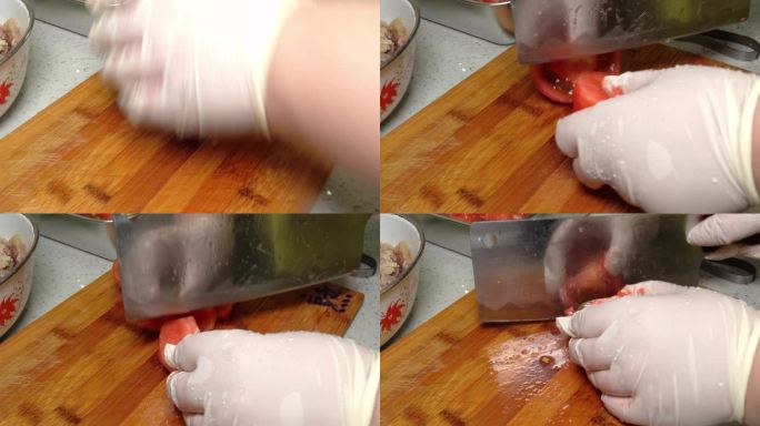 开水烫西红柿去皮切块 (1)