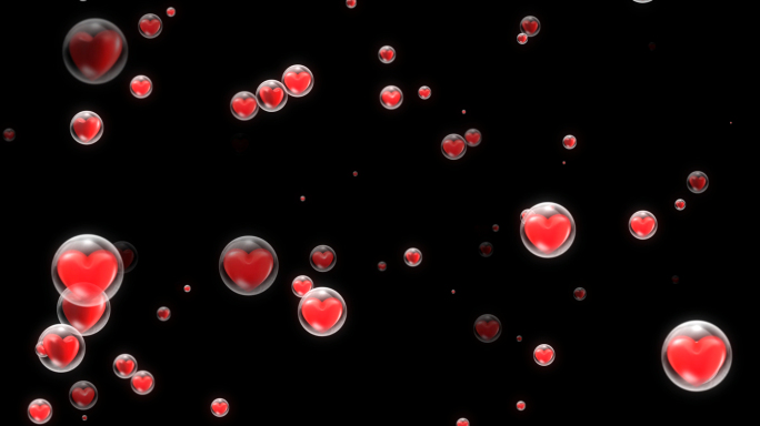 4k红色爱心泡泡 循环带通道