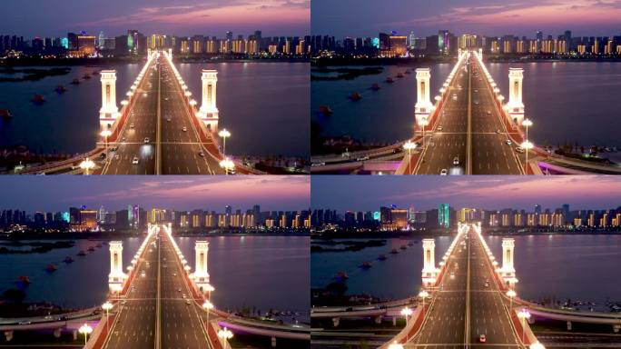 航拍临沂市北京路沂河大桥风景