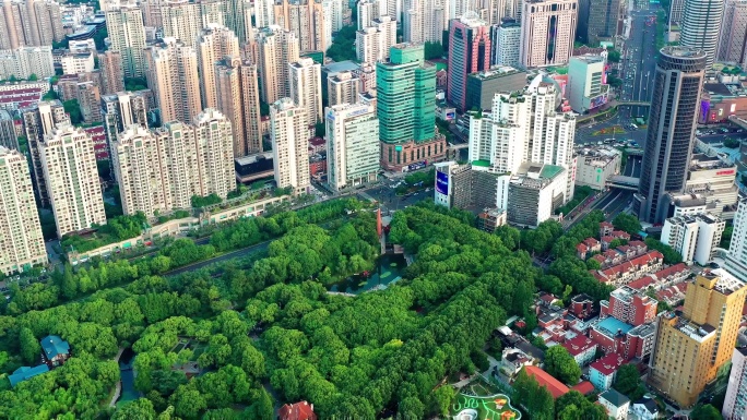4K素材-航拍上海徐家汇公园
